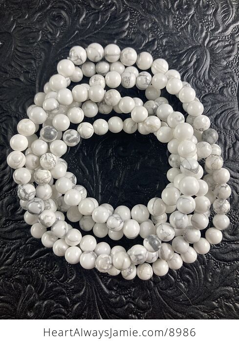 White Howlite Stone 6mm Natural Gemstone Crystal Jewelry Bracelet - #FlfbVN6c7tc-3