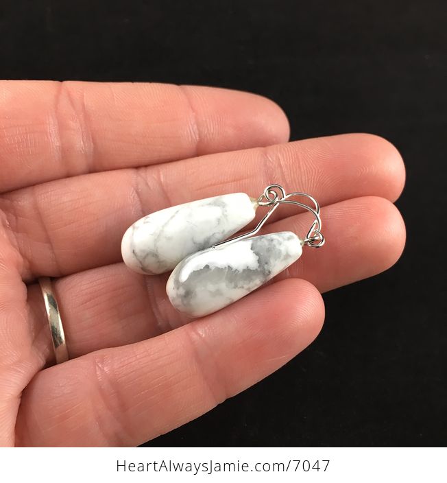 White Howlite Stone Jewelry Earrings - #UXsOO6EIjtM-2