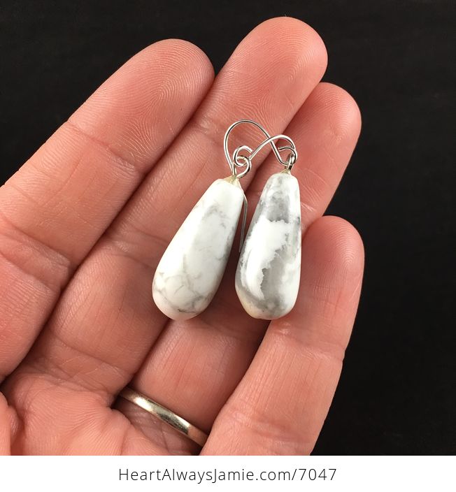 White Howlite Stone Jewelry Earrings - #UXsOO6EIjtM-1