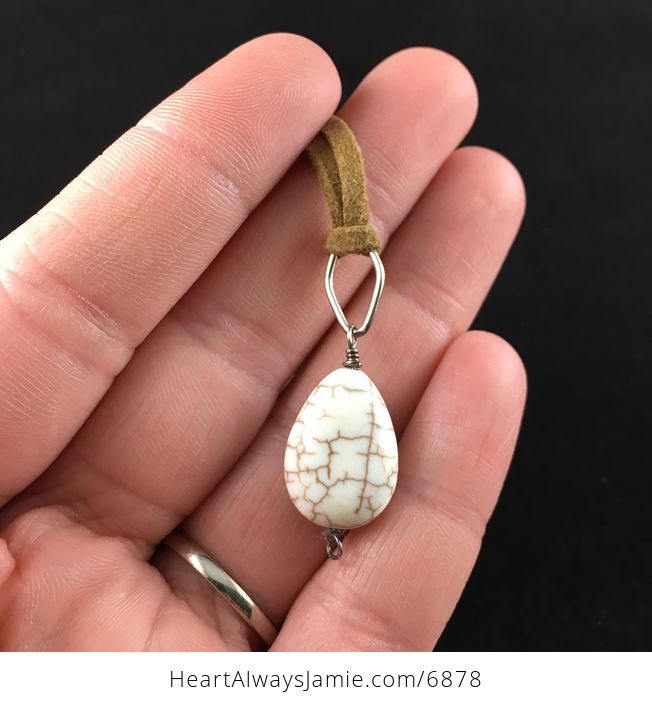 White Howlite Stone Jewelry Pendant Necklace - #FeWgsP7db80-2