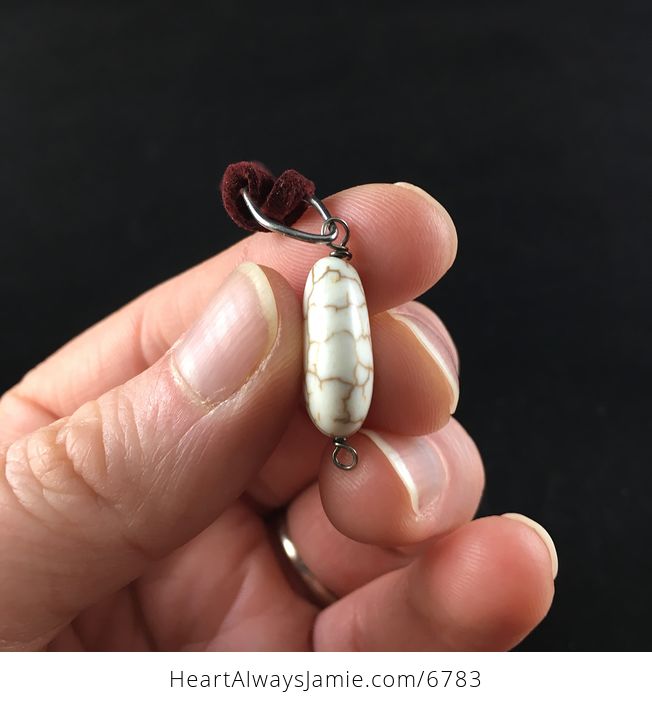 White Howlite Stone Jewelry Pendant Necklace - #Wf6WlBlaYrs-2