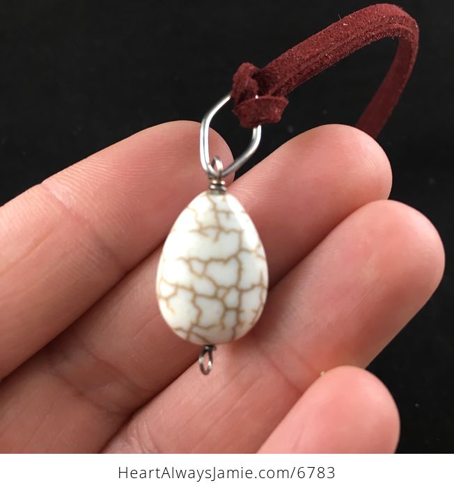 White Howlite Stone Jewelry Pendant Necklace - #Wf6WlBlaYrs-3