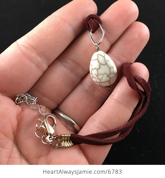 White Howlite Stone Jewelry Pendant Necklace - #Wf6WlBlaYrs-4
