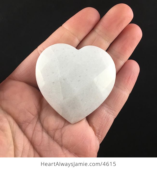White Jade Stone Faceted Heart Shaped Cabochon - #TjHn0jBWXfg-4