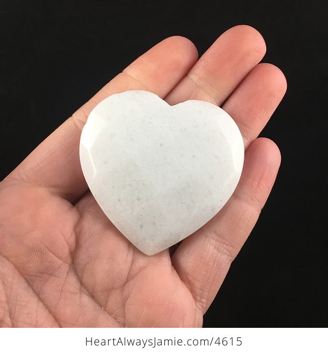 White Jade Stone Faceted Heart Shaped Cabochon - #TjHn0jBWXfg-1