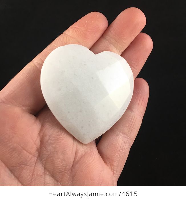 White Jade Stone Faceted Heart Shaped Cabochon - #TjHn0jBWXfg-2