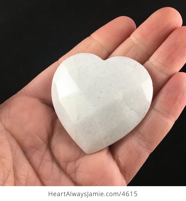 White Jade Stone Faceted Heart Shaped Cabochon - #TjHn0jBWXfg-5