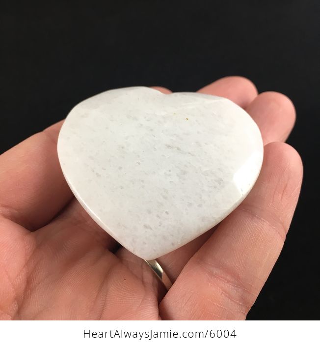 White Jade Stone Faceted Heart Shaped Cabochon - #lWFReL5sebs-2