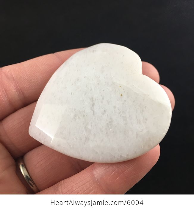 White Jade Stone Faceted Heart Shaped Cabochon - #lWFReL5sebs-3