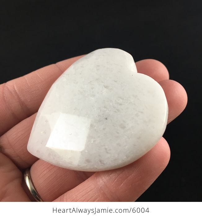 White Jade Stone Faceted Heart Shaped Cabochon - #lWFReL5sebs-7