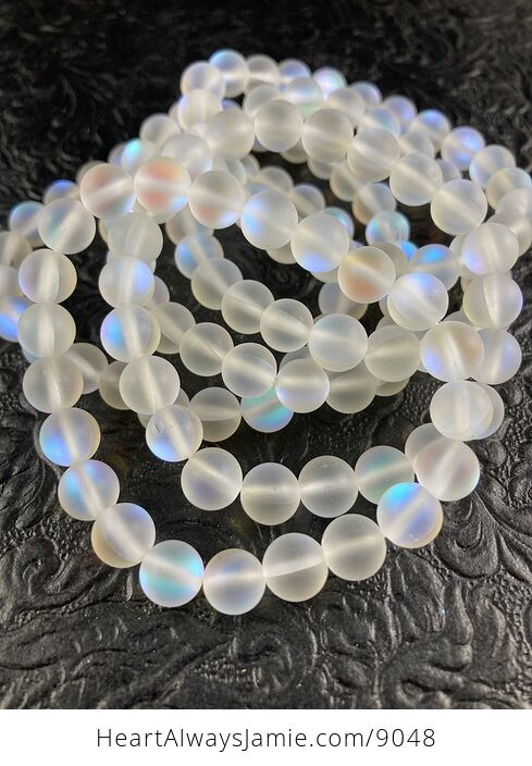 White Mermaid Fairy Glass 8mm Jewelry Bracelet - #8DGYAd2S8sU-1