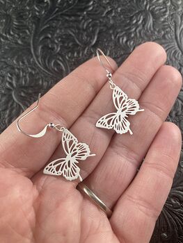 White Metal Butterfly Earrings #GXEAUf1THTg