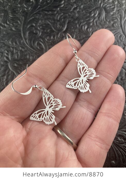 White Metal Butterfly Earrings - #GXEAUf1THTg-1