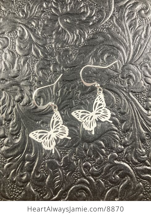 White Metal Butterfly Earrings - #GXEAUf1THTg-2
