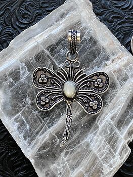 White Moonstone Dragonfly Pendant Stone Jewelry Crystal #S8D1NtbsbSE