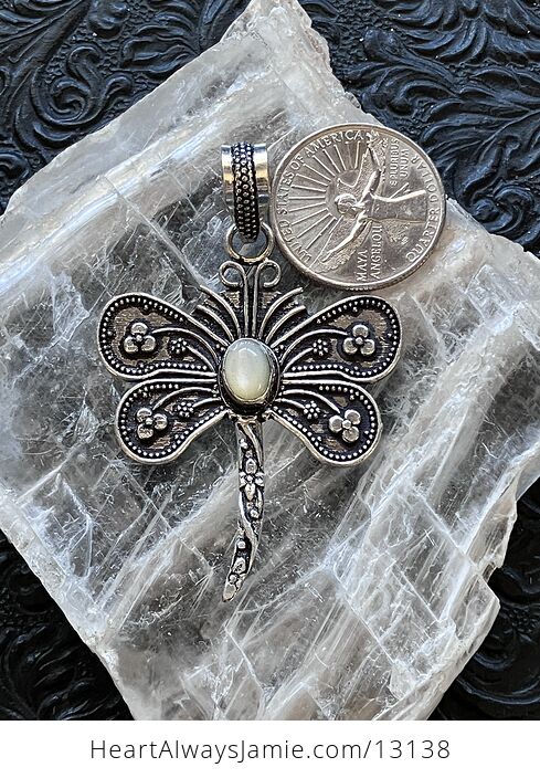 White Moonstone Dragonfly Pendant Stone Jewelry Crystal - #S8D1NtbsbSE-6