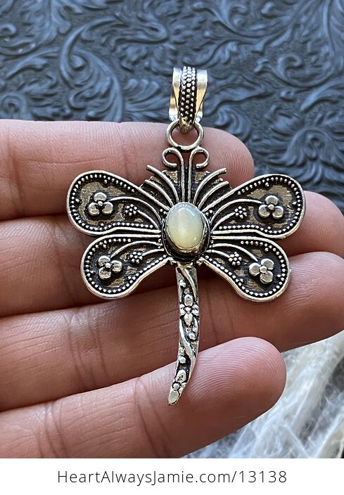 White Moonstone Dragonfly Pendant Stone Jewelry Crystal - #S8D1NtbsbSE-2