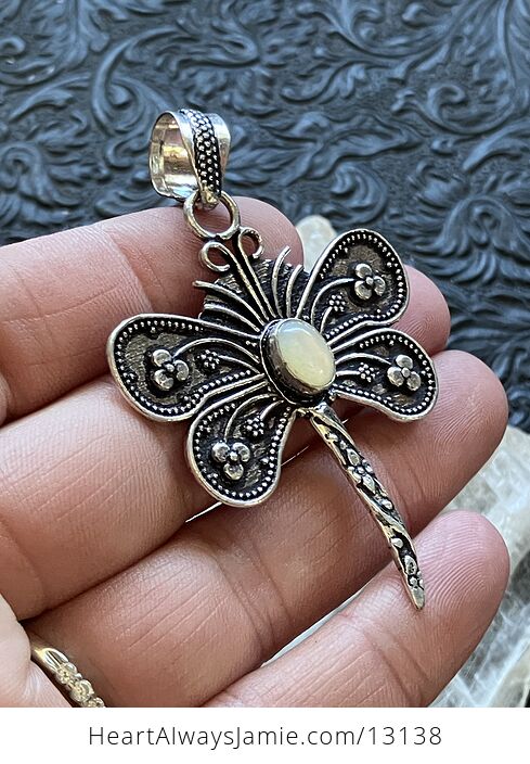 White Moonstone Dragonfly Pendant Stone Jewelry Crystal - #S8D1NtbsbSE-3