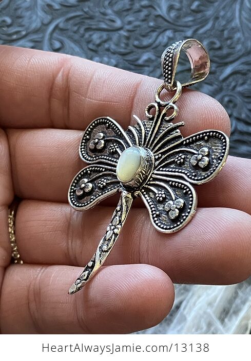 White Moonstone Dragonfly Pendant Stone Jewelry Crystal - #S8D1NtbsbSE-4