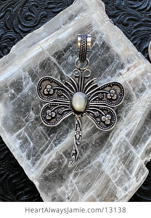 White Moonstone Dragonfly Pendant Stone Jewelry Crystal - #S8D1NtbsbSE-1