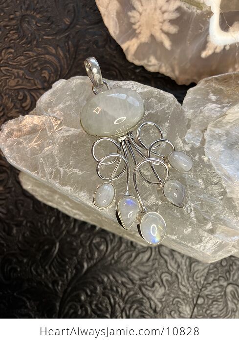 White Moonstone Gemstone Crystal Jewelry Swirl Pendant - #Zi1jl7kaDFA-2