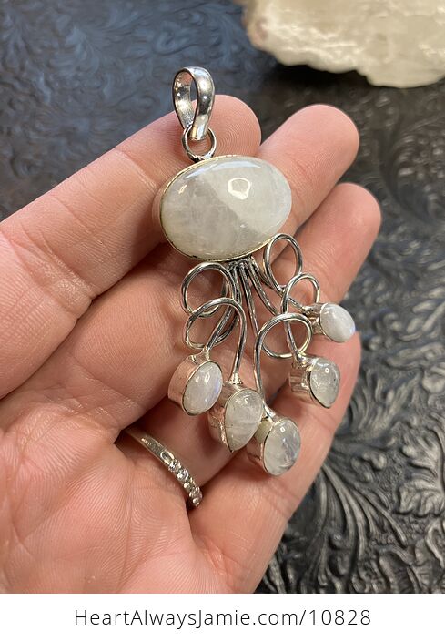 White Moonstone Gemstone Crystal Jewelry Swirl Pendant - #Zi1jl7kaDFA-3
