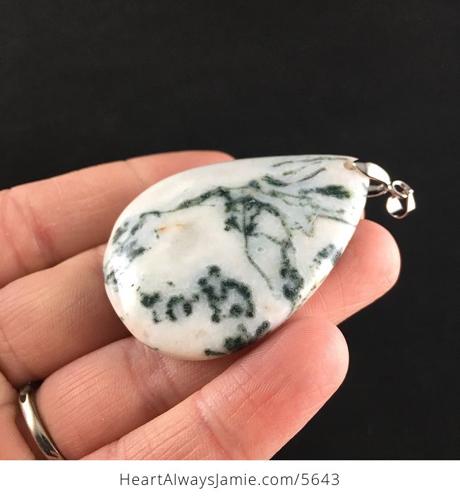 White Moss Tree Agate Stone Jewelry Pendant - #bguqGNUEpVc-3