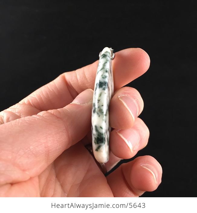 White Moss Tree Agate Stone Jewelry Pendant - #bguqGNUEpVc-5