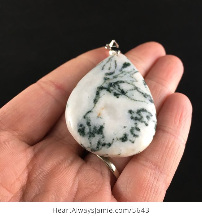White Moss Tree Agate Stone Jewelry Pendant - #bguqGNUEpVc-2
