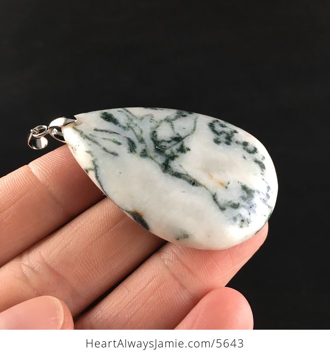 White Moss Tree Agate Stone Jewelry Pendant - #bguqGNUEpVc-4