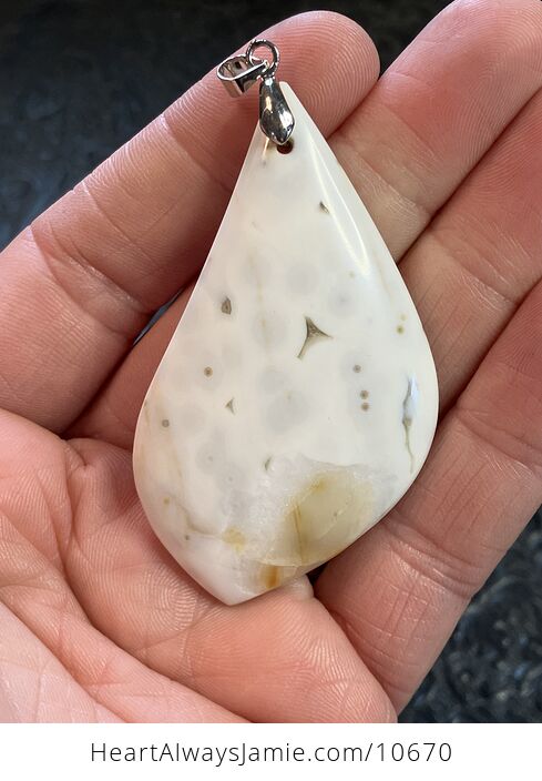 White Ocean Jasper Crystal Stone Jewelry Pendant - #hdqWBvPUBl0-1