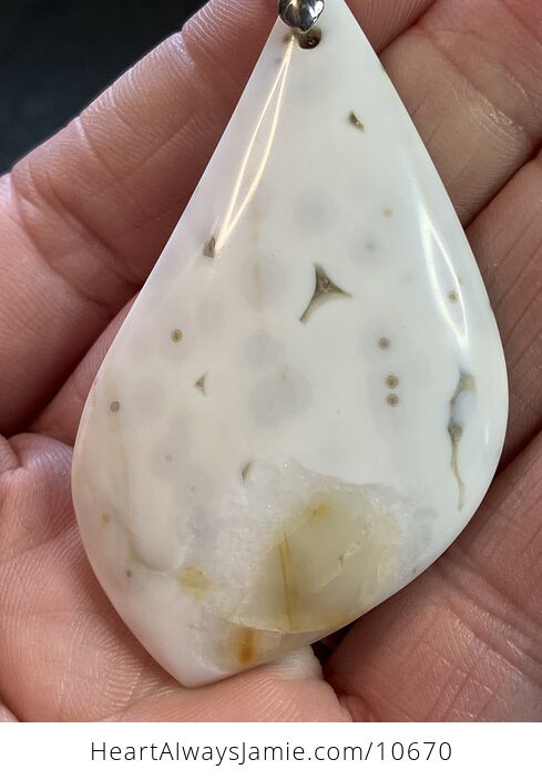 White Ocean Jasper Crystal Stone Jewelry Pendant - #hdqWBvPUBl0-2