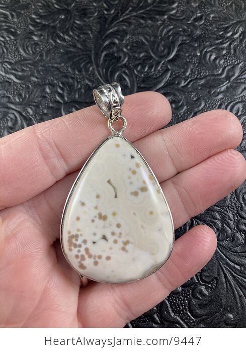 White Ocean Jasper Crystal Stone Jewelry Pendant - #iS4E6vaqWw4-1