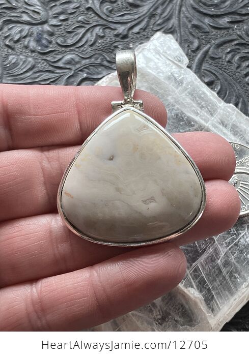 White Ocean Jasper Crystal Stone Jewelry Pendant - #oF4rhUujE44-2