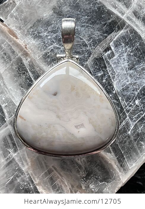 White Ocean Jasper Crystal Stone Jewelry Pendant - #oF4rhUujE44-1