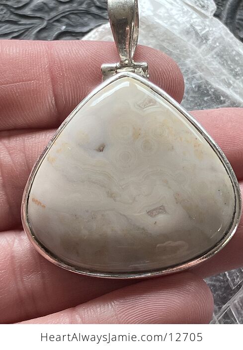 White Ocean Jasper Crystal Stone Jewelry Pendant - #oF4rhUujE44-3