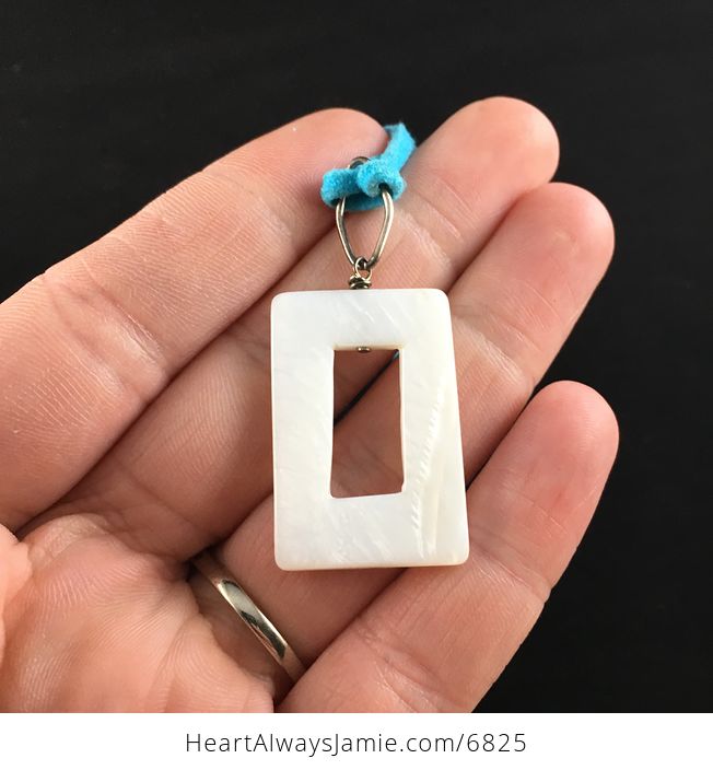 White Rectangular Cut out Shell Jewelry Pendant Necklace - #rfYjIR3iRlE-4