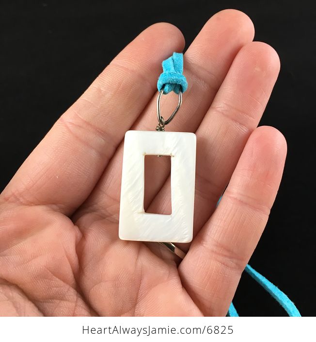 White Rectangular Cut out Shell Jewelry Pendant Necklace - #rfYjIR3iRlE-2