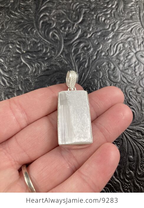 White Selenite Rectangular Crystal Jewelry Pendant - #AIA0xXIjz1c-4