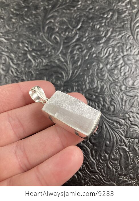 White Selenite Rectangular Crystal Jewelry Pendant - #AIA0xXIjz1c-6