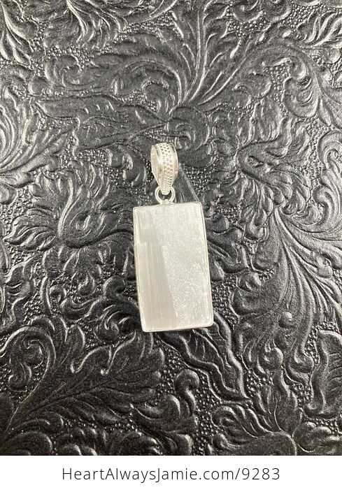 White Selenite Rectangular Crystal Jewelry Pendant - #AIA0xXIjz1c-2