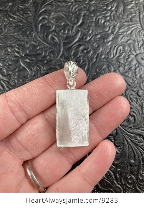 White Selenite Rectangular Crystal Jewelry Pendant - #AIA0xXIjz1c-1