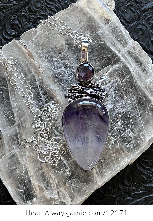 Wiccan Themed Amethyst Stone Crystal Jewelry Necklace - #566TdHlB4F8-1