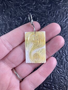 Wind Goddess Carved in Mother of Pearl Shell Pendant Jewelry #2Y08wx7MWC8