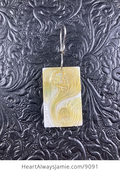 Wind Goddess Carved in Mother of Pearl Shell Pendant Jewelry - #2Y08wx7MWC8-5