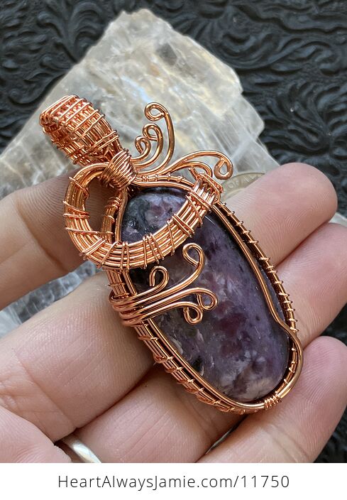 Wire Wrapped Charoite Crystal Stone Jewelry Pendant - #h5hakUkfk1I-3