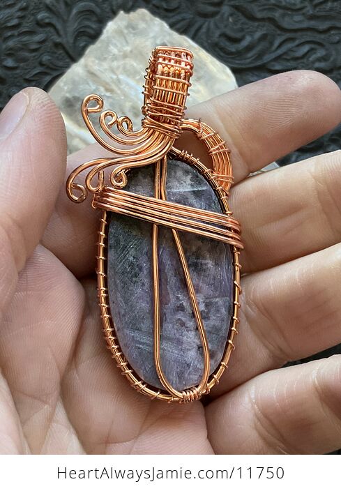 Wire Wrapped Charoite Crystal Stone Jewelry Pendant - #h5hakUkfk1I-5
