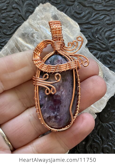 Wire Wrapped Charoite Crystal Stone Jewelry Pendant - #h5hakUkfk1I-2