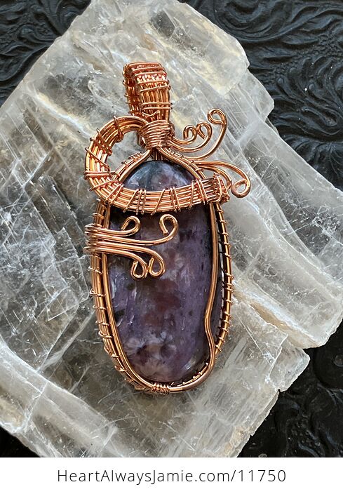 Wire Wrapped Charoite Crystal Stone Jewelry Pendant - #h5hakUkfk1I-1