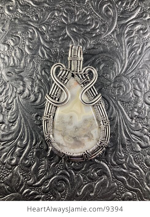 Wire Wrapped Crazy Lace Agate Crystal Stone Jewelry Pendant - #909vAc2b94w-1